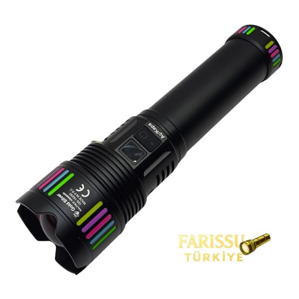 GS-15250 110W 11000 Lümen Profesyonel Şarjlı El Feneri - 2 KM Menzilli Zoomlu Powerbank Özellikli