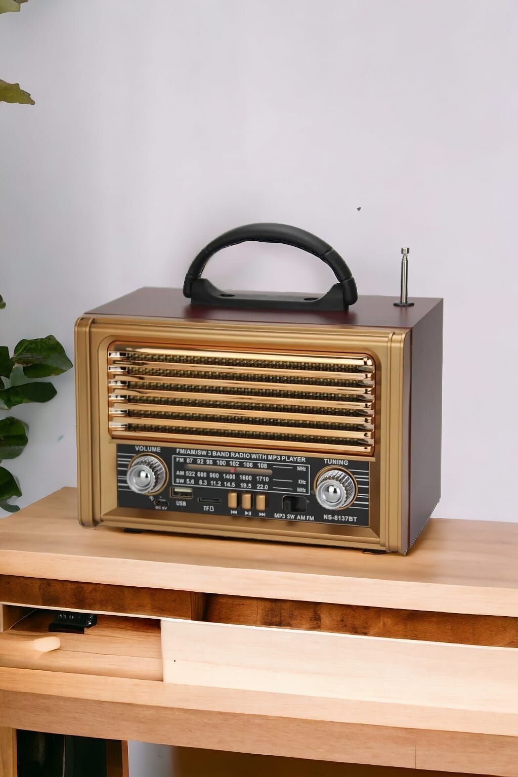 RT-871 Bluetooth Nostalji ,Şarjlı 3 Band Radyo ,usb, sd ,Aux, mp3 Müzik Kutusu