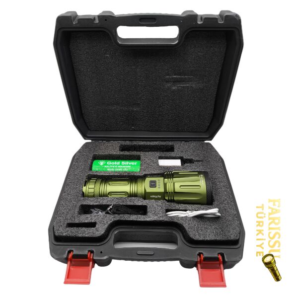 Gold Silver GS-15050 Profesyonel Şarjlı El Feneri - 14.000 Lümen / 32.000 mAh Dev Batarya