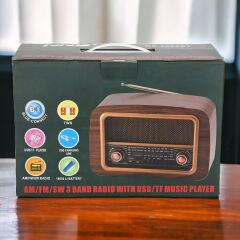 gerçek ahşap eskitme görünümlü büyük boy nostajik radyo