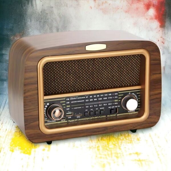 gerçek ahşap eskitme görünümlü büyük boy nostajik radyo