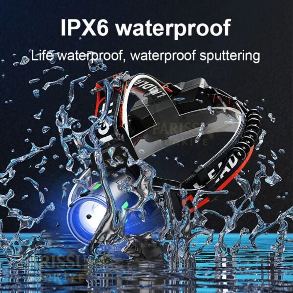 3000 Lümen Şarjlı Zoomlu Kafa Lambası - 1 KM Menzilli, IPX6 Su Geçirmez