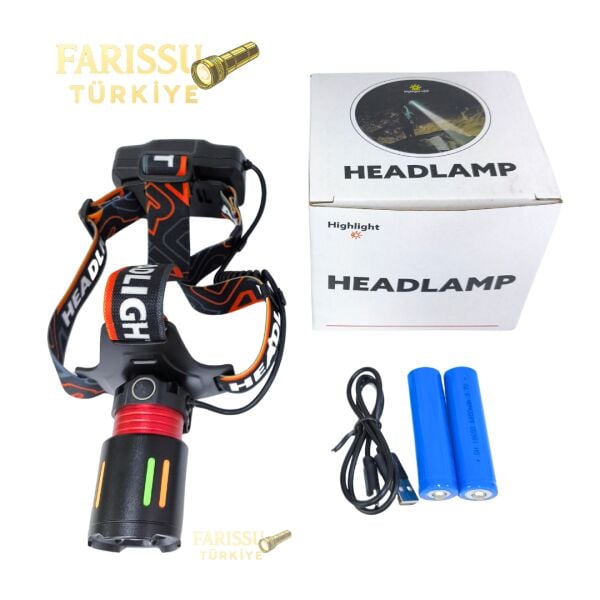 3000 Lümen Şarjlı Zoomlu Kafa Lambası - 1 KM Menzilli, IPX6 Su Geçirmez