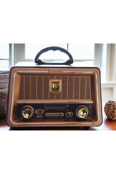 Nostaljik Radyo Gerçek Ahşap Eskitme Görünümlü Bluetooth Hoparlör Büyük Boy Mp3 Çalar Müzik Kutusu