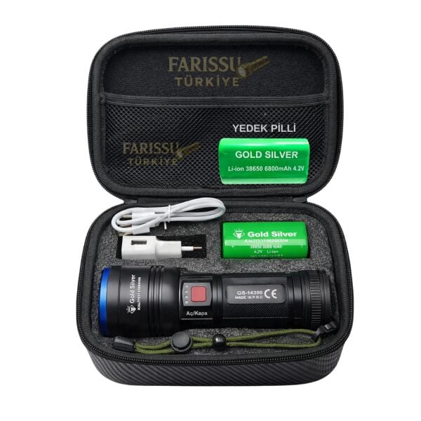 AVANTAJLI PAKET: Gold Silver GS-14300 3000 Lümen  El Feneri - Çift Bataryalı Set