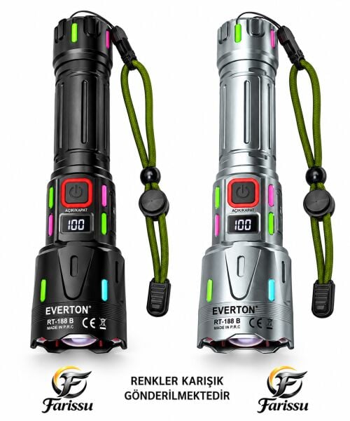 RT-063 B 60W 6000 Lümen Ultra Güçlü Beyaz Lazer LED El Feneri - 2 KM Menzilli & Powerbank Özellikli