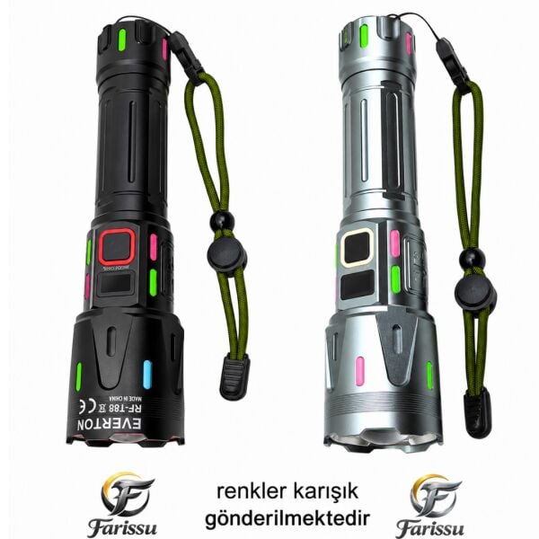 RT-063 B 60W 6000 Lümen Ultra Güçlü Beyaz Lazer LED El Feneri - 2 KM Menzilli & Powerbank Özellikli