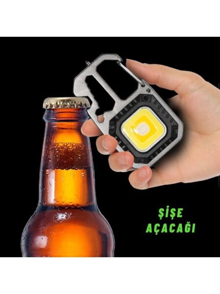 El Feneri Metal Gövdeli Cob LED Çok Fonksiyonlu Kamp ve Karavan Feneri Işıldak Ikaz Lambası