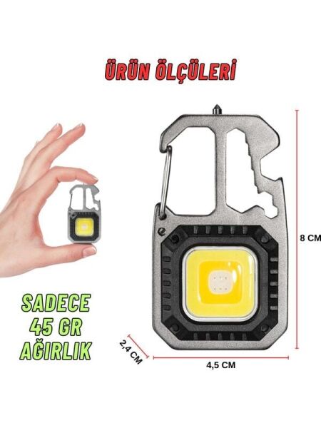 El Feneri Metal Gövdeli Cob LED Çok Fonksiyonlu Kamp ve Karavan Feneri Işıldak Ikaz Lambası