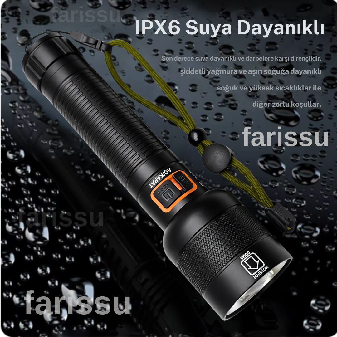 Everton RT-063 A Beyaz Lazer Taktik El Feneri - 30W 2000 Lümen Profesyonel Aydınlatma