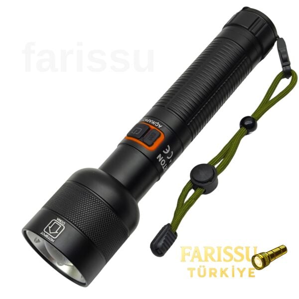 Everton RT-063 A Beyaz Lazer Taktik El Feneri - 30W 2000 Lümen Profesyonel Aydınlatma