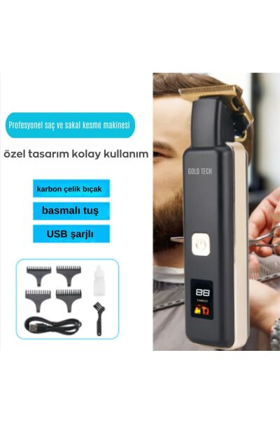 Turbo serisi dijital şarj göstergeli pro saç sakal vucut kıl kesme makinesi
