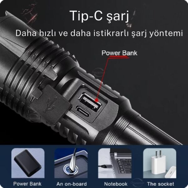 Gold Orion OR-508-TG 100W Ultra Parlak 6000 Lümen Şarjlı El Feneri