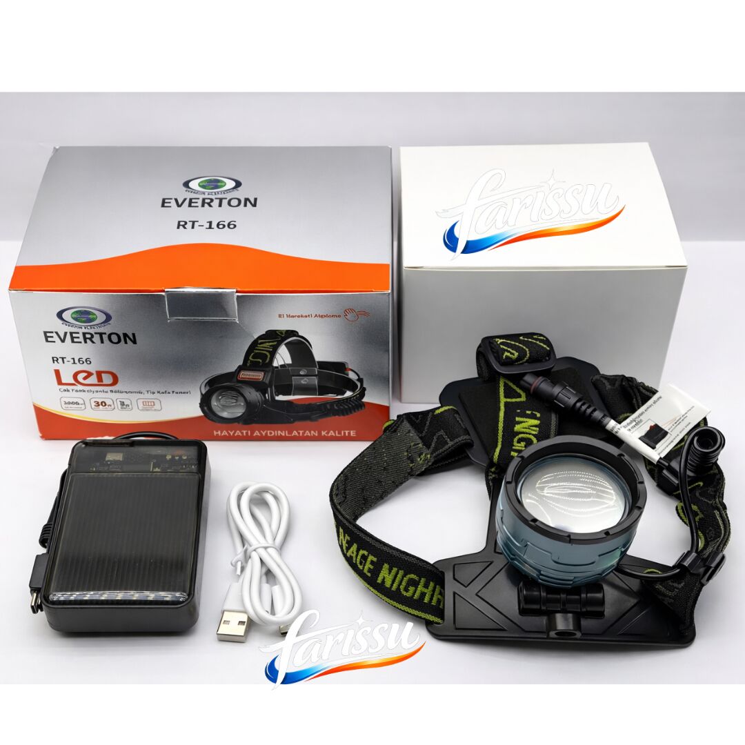 Everton RT-166 3000LM 30W Hareket Sensörlü Powerbank Özellikli Kafa Feneri