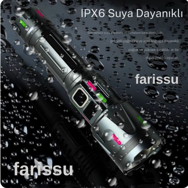 Everton RT-063 B Beyaz Lazer Taktik El Feneri - 60W, 6000 Lümen, 2km Menzilli