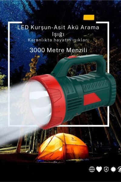 Kama Ultra Güçlü 3000 Metre Mesafeli 8 Saat Çalışma Süreli5w El Feneri Projektör Gk-6608
