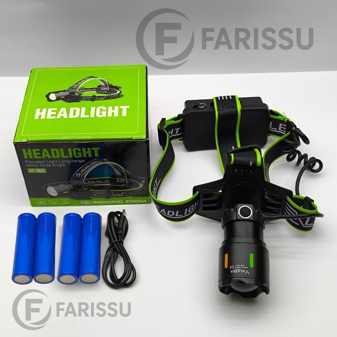 30W Ultra Güçlü LED Kafa Lambası (4 Adet Pilli - Yedek Bataryalı Set) - 3000 Lümen 1000m Menzil