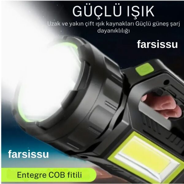 GK-T95 5 Adet 30W Uzun Menzilli Solar Panelli Powerbank Usb Çıkış S.o.s Lu Ultra Güçlü Ledli Şarjlı Feneri