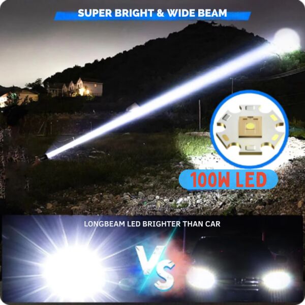 Gold Orion OR-508-TG 100W 6000 Lümen Ultra Güçlü El Feneri - Yedek 26650 Yedek Pilli