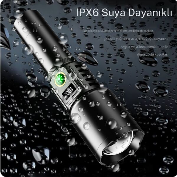 Gold Orion OR-508-TG 100W 6000 Lümen Ultra Güçlü El Feneri - Yedek 26650 Yedek Pilli