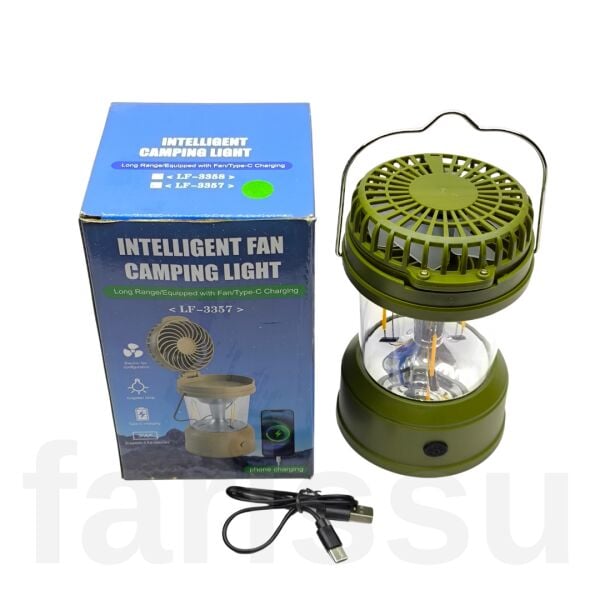 Akıllı Kamp Lambası ve Vantilatör – Type-C Şarjlı, Powerbank Özellikli, 2 Kademeli Gün Işığı LED Fener