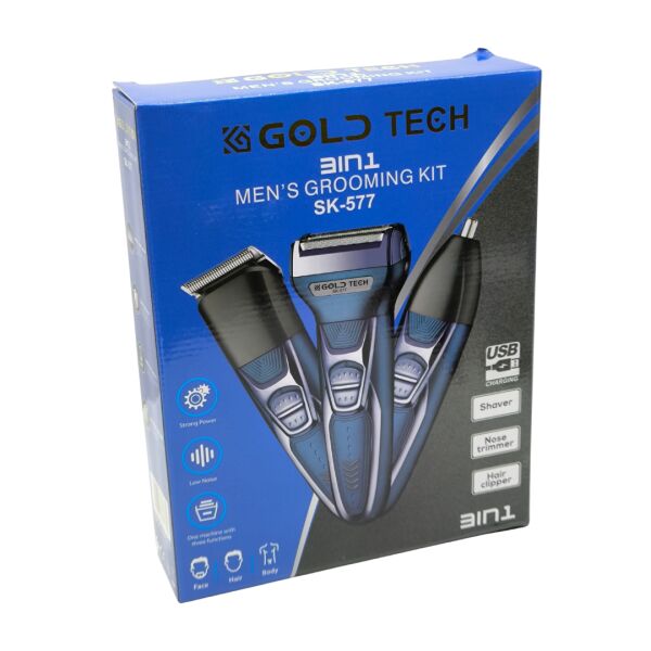 SK-577 3’ü 1 Arada Erkek Bakım Seti - Şarjlı Tıraş Makinesi, Burun Kılı Temizleme ve Saç Kesme