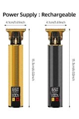 gold tech Led Ekranlı Çelik Kasa Profesyonel T-bıçak Saç Sakal, Ense Çizim Tıraş Makinesi