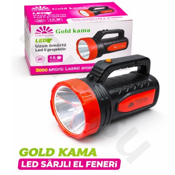 Gold Kama FC-3606 Şarjlı LED Projektör - 10W Güçlü El Feneri (400-500m Menzil)