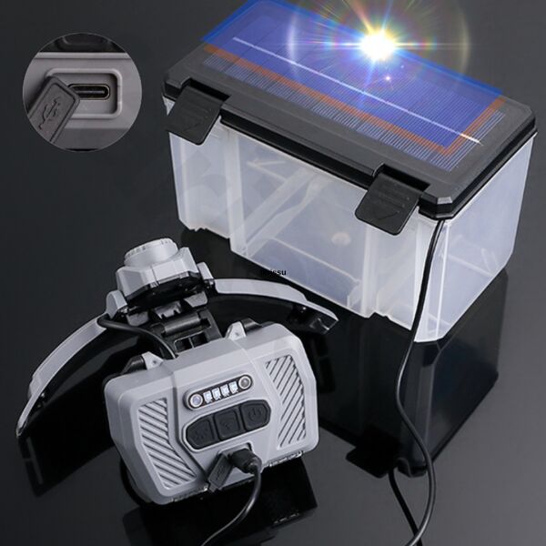 Çift Enerjili Profesyonel LED Kafa Lambası: Güneş Panelli Şarj Kutusu ve Hareket Sensörü