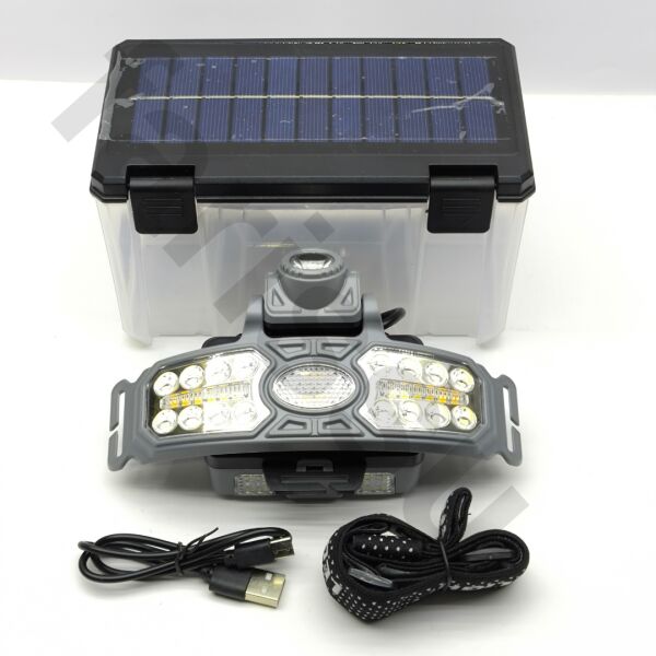 Çift Enerjili Profesyonel LED Kafa Lambası: Güneş Panelli Şarj Kutusu ve Hareket Sensörü