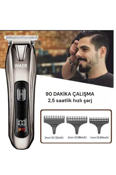 Profesyonel Kullanıma Uygun Saç Ve Sakal Kesme Makinesi Wa-2036 metalik
