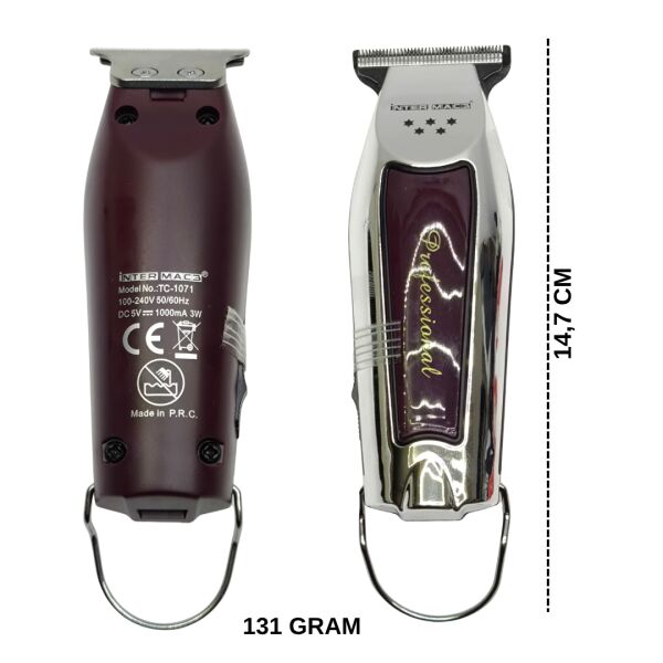 İnter Mac3 TC-1071 Profesyonel Şarjlı Ense Çizim ve Sakal Şekillendirme Makinesi - T-Cut Bıçak