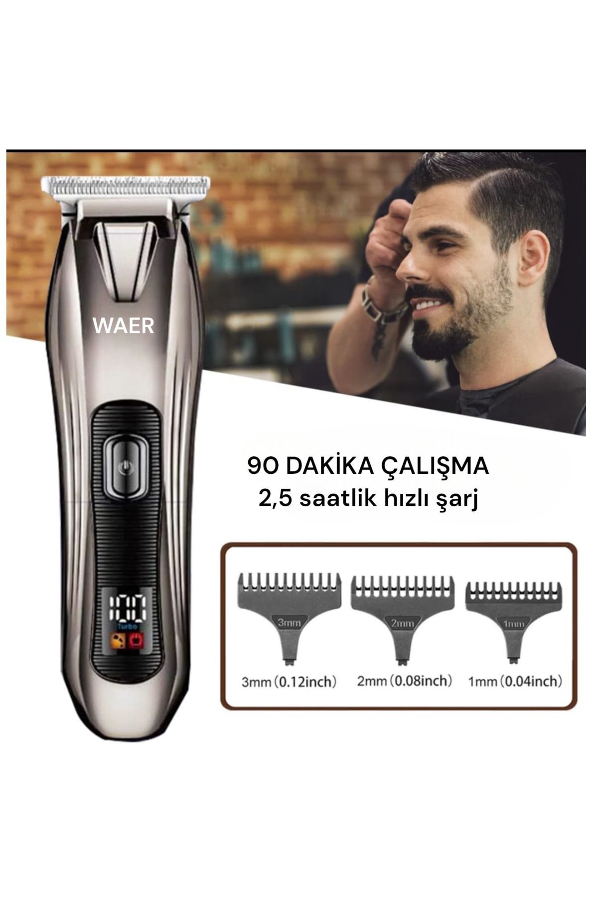 Profesyonel Kullanıma Uygun Saç Ve Sakal Kesme Makinesi Wa-2036 krom