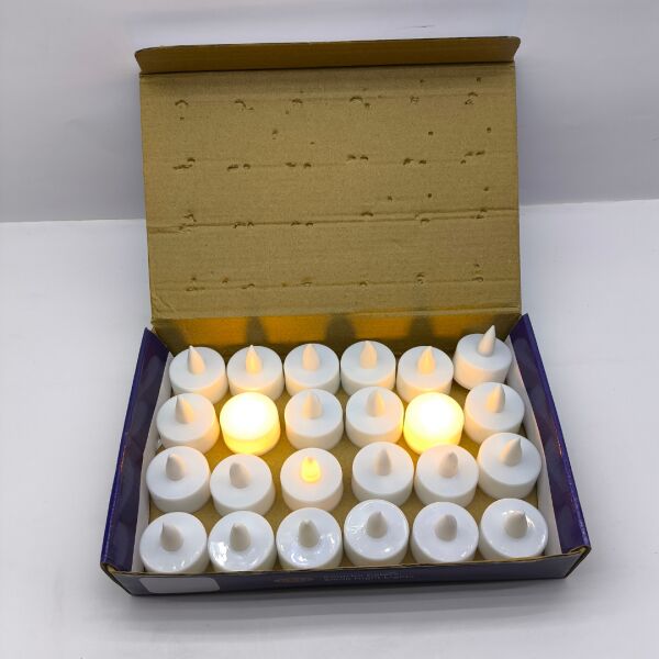 Pilli LED Tealight Mum 24'lü Ekonomik Paket - Sıcak Sarı Işık Dekor Mum