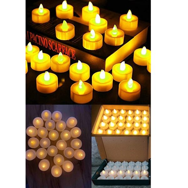 Pilli LED Tealight Mum 24'lü Ekonomik Paket - Sıcak Sarı Işık Dekor Mum