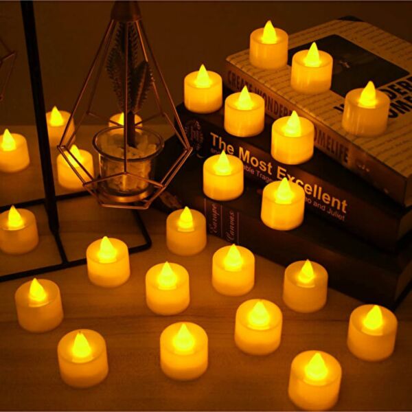 Pilli LED Tealight Mum 24'lü Ekonomik Paket - Sıcak Sarı Işık Dekor Mum