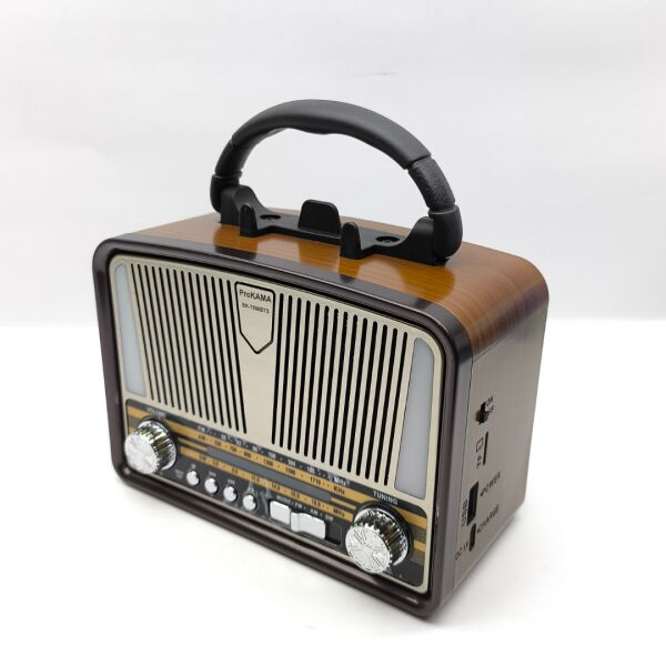 BK-7090BTS Güneş Panelli Nostaljik Radyo - Bluetooth, USB, SD Kart Girişli 3 Bantlı Şarjlı Radyo