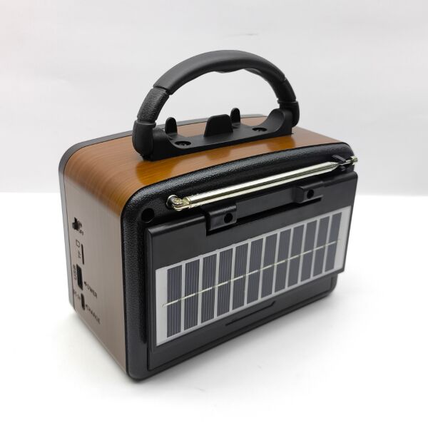 BK-7090BTS Güneş Panelli Nostaljik Radyo - Bluetooth, USB, SD Kart Girişli 3 Bantlı Şarjlı Radyo