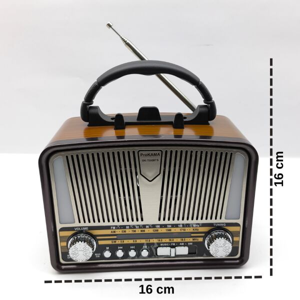 BK-7090BTS Güneş Panelli Nostaljik Radyo - Bluetooth, USB, SD Kart Girişli 3 Bantlı Şarjlı Radyo