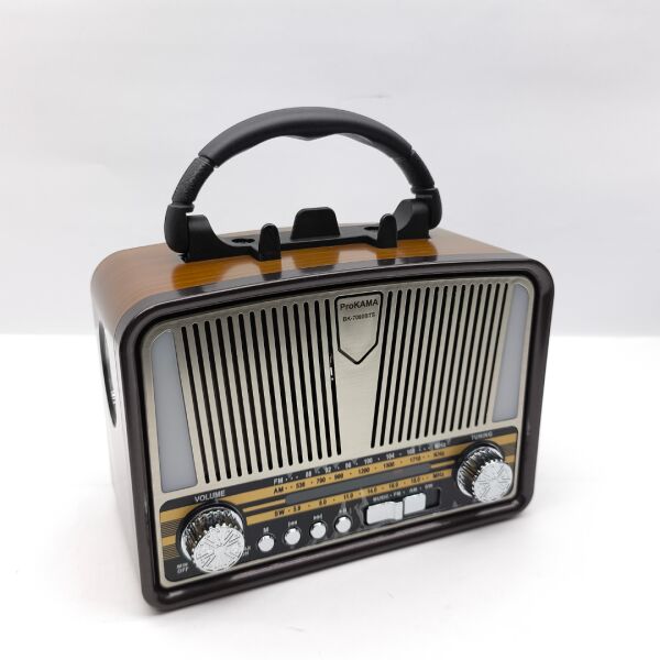 BK-7090BTS Güneş Panelli Nostaljik Radyo - Bluetooth, USB, SD Kart Girişli 3 Bantlı Şarjlı Radyo