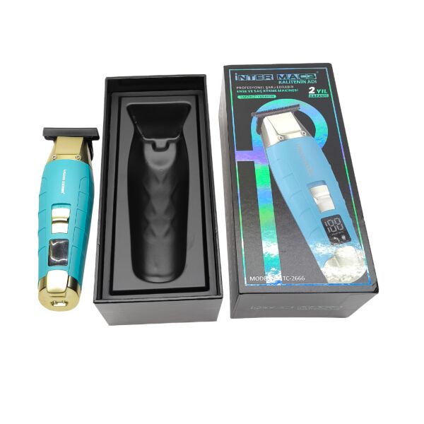 TC-2666 Profesyonel Şarjlı Saç Sakal ve Ense Kesme Makinesi - Dijital Göstergeli - DLC Bıçak