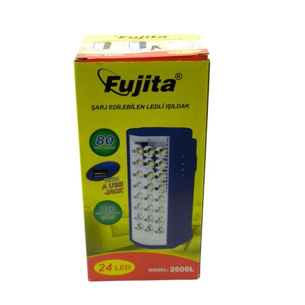 Fujita 2606L 24 LED'li Şarj Edilebilir Işıldak - USB Telefon Şarj Özellikli