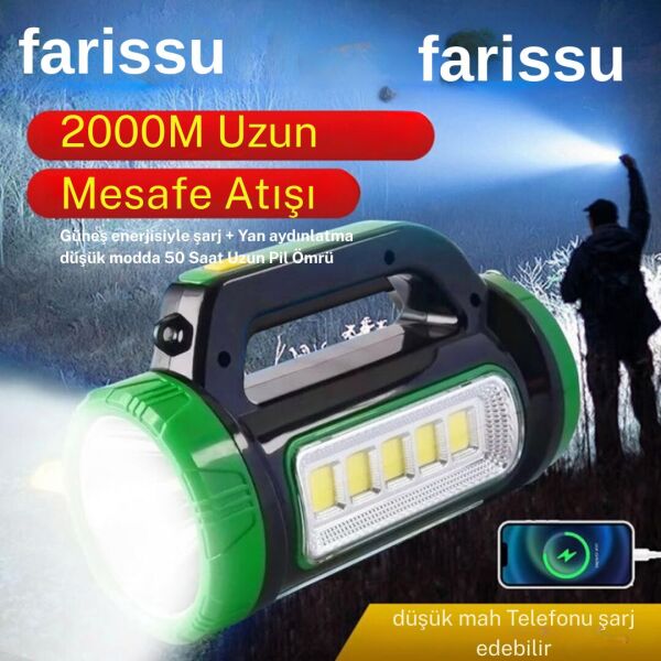 3w 15w Solar Şarjlı Led El Feneri Işıldak Projektör Kamp Avcı Feneri