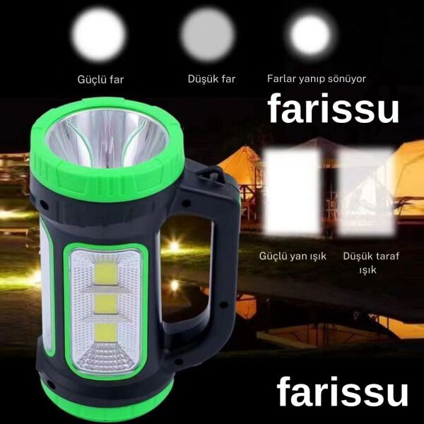 3w 15w Solar Şarjlı Led El Feneri Işıldak Projektör Kamp Avcı Feneri