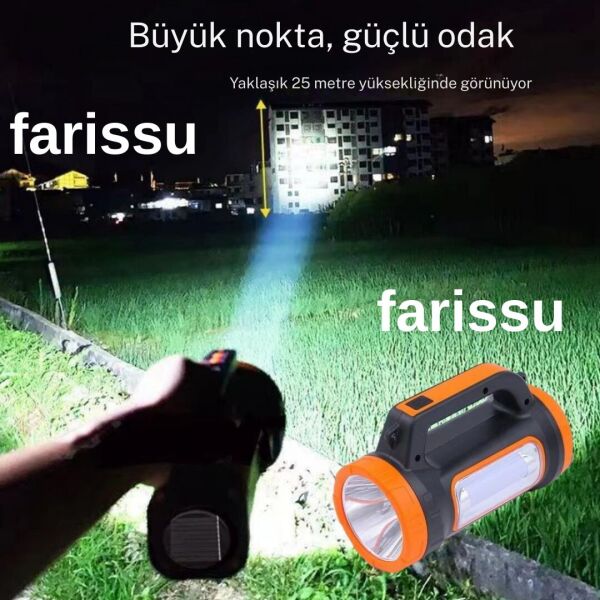 3w 15w Solar Şarjlı Led El Feneri Işıldak Projektör Kamp Avcı Feneri