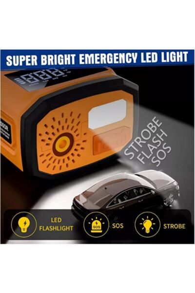 Taşınabilir Araç Akü Takviye Cihazı (Jump Starter) & 150 PSI Dijital Ekranlı Akıllı Hava Kompresörü