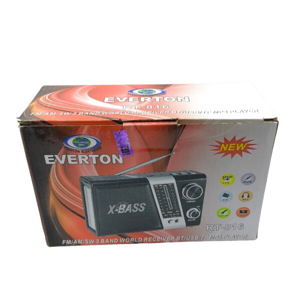 RT-816 Bluetoothlu Nostaljik Radyo - USB/TF/AUX Destekli, Şarjlı & Pilli, El Fenerli Taşınabilir Müzik Kutusu