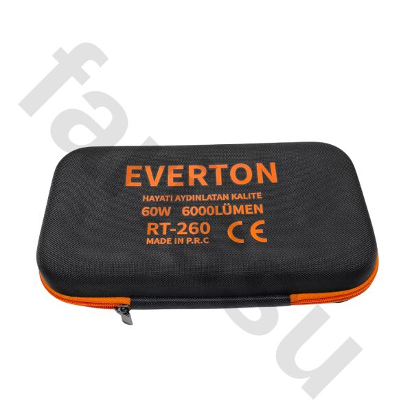 Everton RT-260 60W 6000 Lümen Ultra Güçlü Şarjlı El Feneri - 2 KM Menzilli, Zoomlu, Çantalı Tam Set