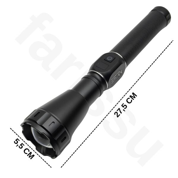 60W 6000 Lümen Profesyonel Şarjlı El Feneri - 2 KM Menzilli, Zoom Özellikli, Özel Çantalı Full Set