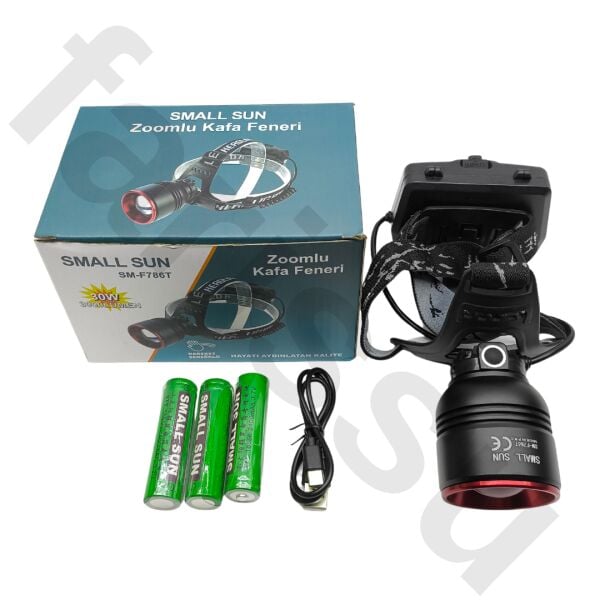 30W 3000 Lümen Zoomlu Şarjlı Kafa Feneri - 7200 mAh Yüksek Kapasite - Hareket Sensörlü
